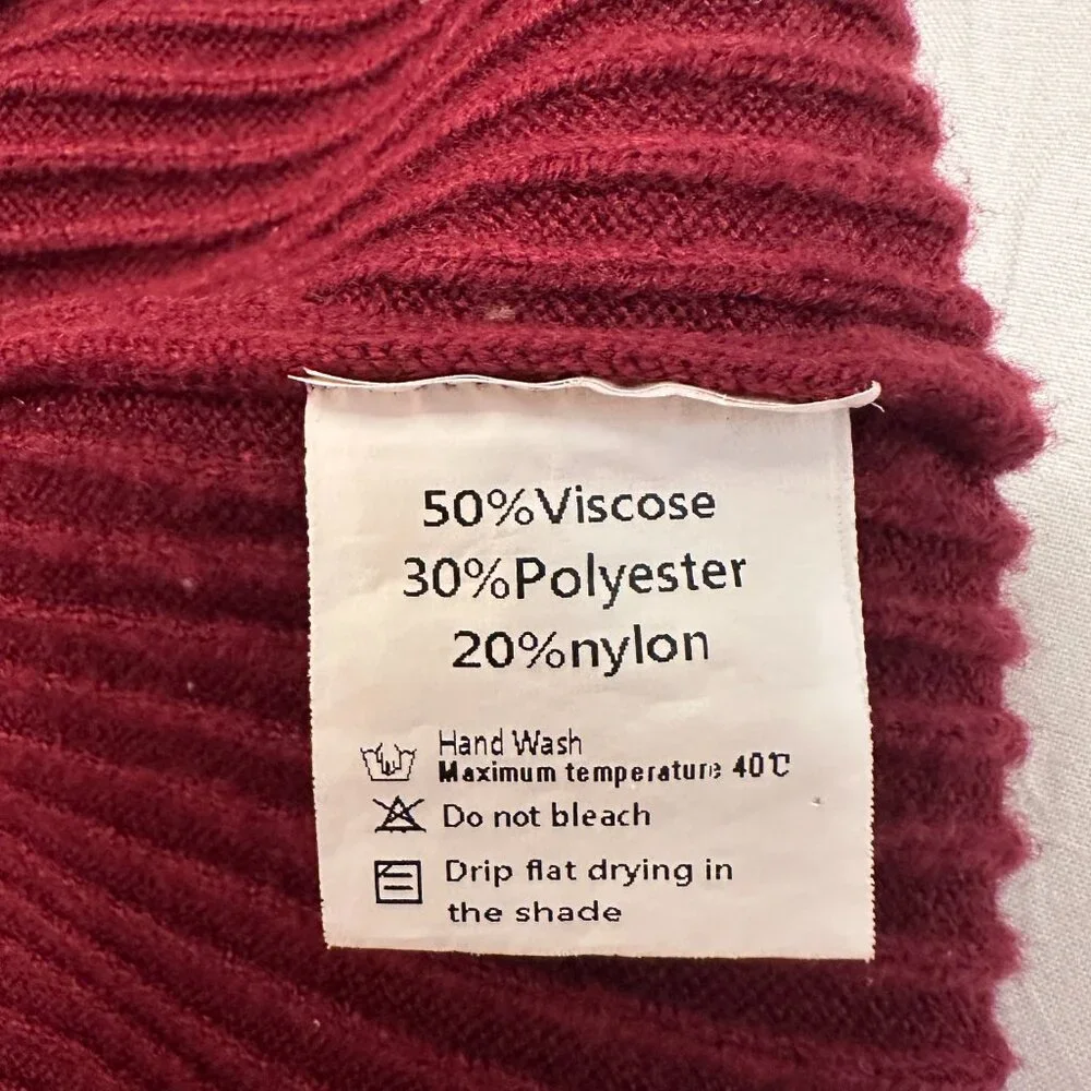Red Ruffle and Rib Sweater - Picture 2 of 3